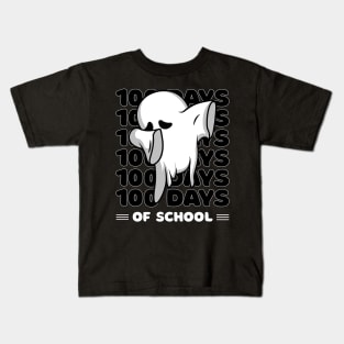 100 Days of school typography featuring a Cute Dabbing ghost #3 Kids T-Shirt